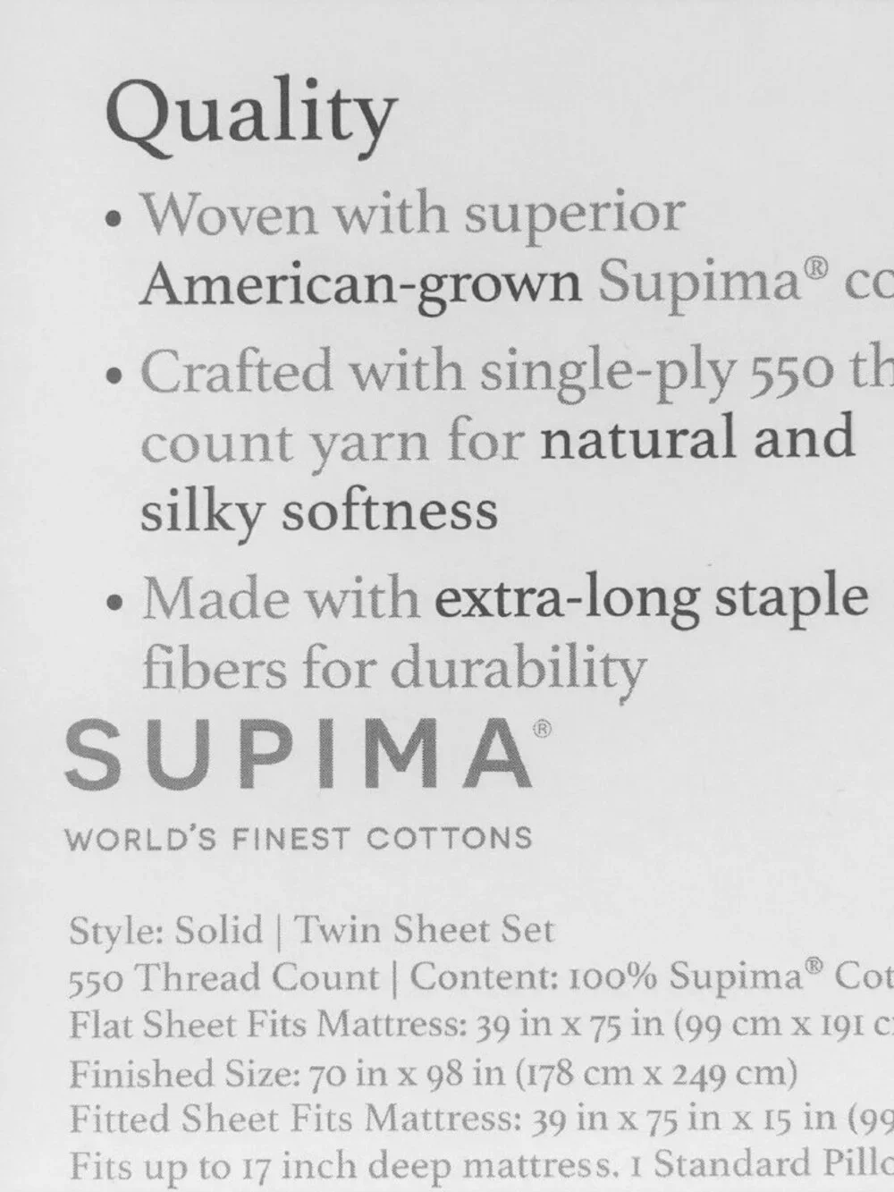 new AMETHYST Charter Club 550TC 100% Cotton TWIN XL Dorm Sheet Set fits 17